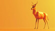 Abstract low poly antelope sculpture displayed prominently against a vibrant orange backdrop, evoking modern digital art.