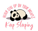 Fototapeta Big Ben - A cute lazy panda with a funny inscription.