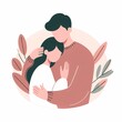 man and woman hugging, love, tenderness, family, illustration