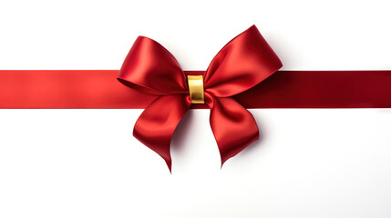 Wall Mural - Red bow with ribbon isolated on white.