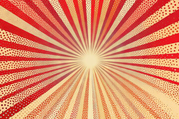Wall Mural - Sun burst in retro style with grungy dots. Vintage sun rays background.