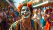 Joyful Spirits: Mardi Gras Celebration in Vivid Colors. Concept Vibrant Costumes, Beaded Necklaces, Festive Atmosphere