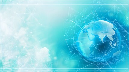 Aufkleber - Digital Global Connectivity Concept Illustration with a Blue Globe. Futuristic Network Technology Design. Ideal for Modern Communication Themes. AI