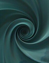 Poster - 3d render of simple sleek circular swirl, vector illustration, dark teal on solid background 