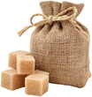 brown sugar cubes in sack
