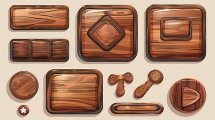 Poster - this modern cartoon set includes check boxes, pause, stop, play, and log in buttons for user interfa