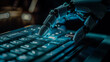 © Malgorzata - Robotic hand pressing a button on the keyboard. robot, future.