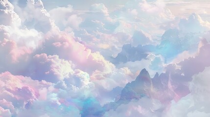 AI generated illustration of purple and pink clouds against a blue sky background