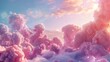 A beautiful pink cloud background against a blue sky at sunset. A beautiful pink cloud background on top of an abstract heaven texture.