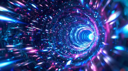 Wall Mural - a high speed warp of blue light with a twisted radial burst. cartoon motion through a circular twist