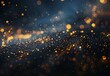 Golden particles scattered on dark background, perfect for festive designs