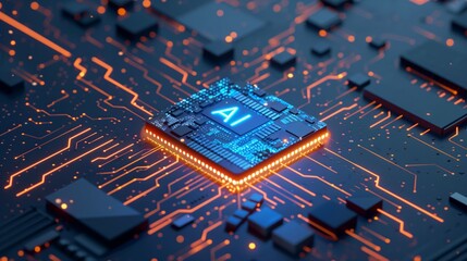 Poster - The image shows the AI processor, which has a compact size and high computing power to solve complex problems.