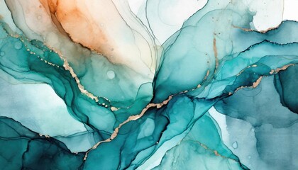  Beautiful turquoise colors abstract alcohol ink watercolor background. Abstract liquid marble design. Luxury wallpaper concept brush oil modern paper splash painting water.