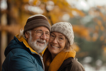 woman man outdoor senior couple happy lifestyle retirement together smiling love old nature mature