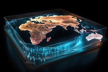 Poster - Earth diagram in holographic projector, Hologram view of earth universe