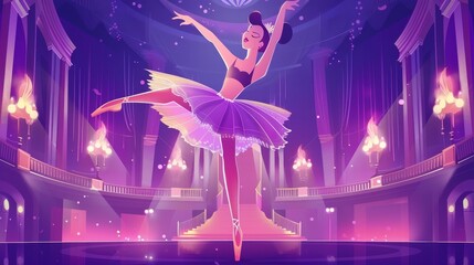 In this modern landing page, a dancer in tutu dress and pointe shoes is pictured wearing a pointe shoe and dancing. The poster shows the new season ballet schedule as well as a ballerina.