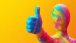 Thumbs up. Hand show like or good. Approved. Sign success and nice. Painted faceless statue. Illustration for cover, card, postcard, interior design, banner, poster, brochure or presentation.