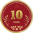 10 years anniversary. Vector golden design background for celebration, congratulation and birthday card, logo. Vector illustration