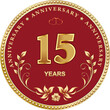 15 years anniversary. Vector golden design background for celebration, congratulation and birthday card, logo. Vector illustration