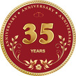 35 years anniversary. Vector golden design background for celebration, congratulation and birthday card, logo. Vector illustration