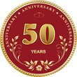 50 years anniversary. Vector golden design background for celebration, congratulation and birthday card, logo. Vector illustration