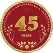 45 years anniversary. Vector golden design background for celebration, congratulation and birthday card, logo. Vector illustration