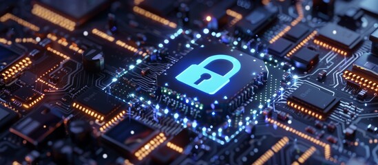 Aufkleber - The image of an electronic chip emphasizes the importance of data protection and privacy in today's digital world.