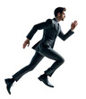 Businessman running or jumping isolated on transparent background. AI Generative