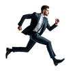 Businessman running or jumping isolated on transparent background. AI Generative