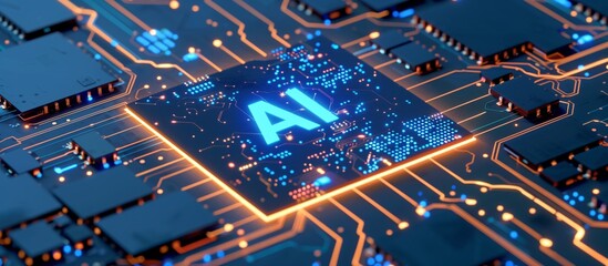 Poster - The process of manufacturing a chip with an AI processor provides high-tech methods and precision in the manufacture of electronic components.
