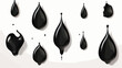 Black liquid droplets of different shapes set top v