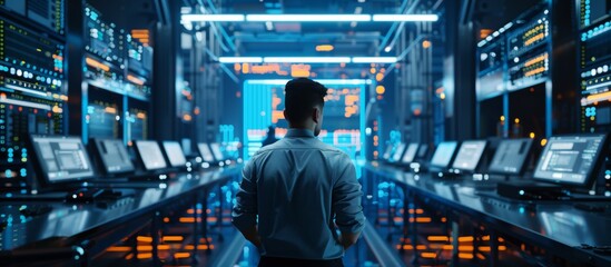 Poster - The image conveys the idea of interaction between humans and artificial intelligence in solving complex problems, which allows you to achieve high results through the combination of forces.