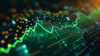Poster - Financial growth graph: A rising green line on a business chart symbolizes success and prosperity in the world of finance.