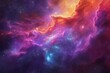 A vibrant and dynamic space scene bursting with numerous stars, creating a visually captivating display, Colorful space nebula designed in abstract form, AI Generated