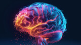 Fototapeta  - Vibrant Digital Brain Illustration: Synaptic Activity and Neural Network Concept