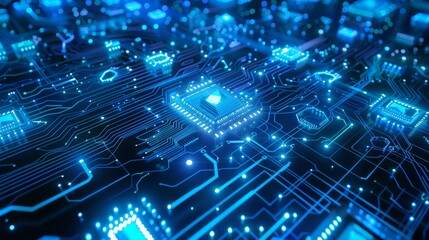 Poster - Cyber technology Background with blue
