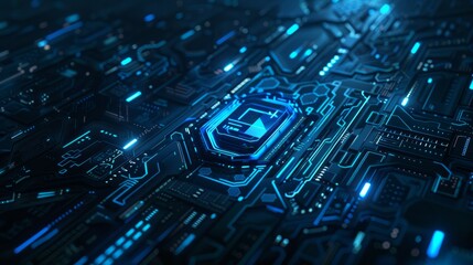 Poster - Cyber technology Background with blue