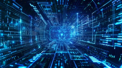 Poster - Cyber technology Background with blue
