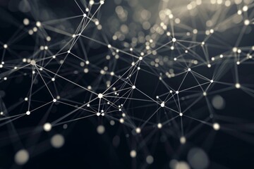 Poster - A detailed black and white photograph capturing the intricate connections and patterns of a network, Conceptual design symbolizing a decentralized network, AI Generated