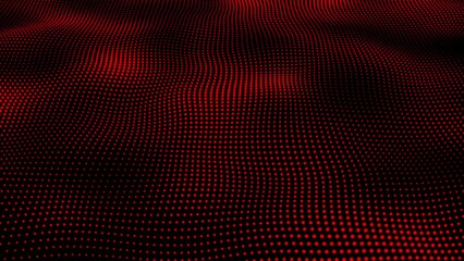 Poster - Abstract and technology red dots wave background. Dot pattern with halftone effect. Technology background with red color digital grunge dot background animation