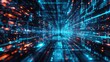 © Tati - Abstract digital landscape with blue and red neon lines simulating high-speed data stream