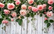 Pink Roses Adorning White Fence