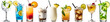 © Costy - a set of cocktails: gin tonic, blue lagoon, tequila sunrise, iced irish coffee, pina colada, mai tai, cocktail with rum, whiskey, mojito