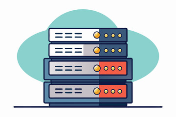 Poster - A stack of books arranged neatly on top of each other, backup server data, Simple and minimalist flat Vector Illustration