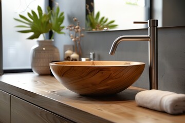 Bathroom sink vessel, modern bathroom interior details