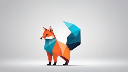 Wall Mural - Fox animal abstract illustration minimalistic geometric background.