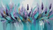 Luxury acrylic painting made with brush stroke, abstract hand-drawn art, textured background with lavender and teal accent.