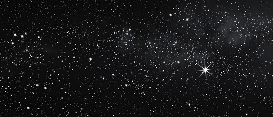 Wall Mural - Twinkling monochrome stars on a black canvas