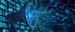 © png-jpeg-vector - blue megaphone with binary code, artificial intelligence in advertisement and digital marketing strategies. AI-driven targeted advertising, personalized marketing campaigns.
