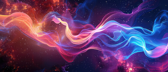 Wall Mural - vibrant cosmic waves in an abstract universe